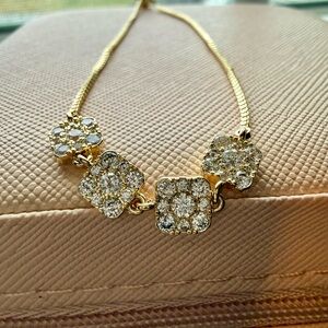 NEW Pretty Bird Jewelry Fully Adjustable Gold Floral Crystal Statement Bracelet